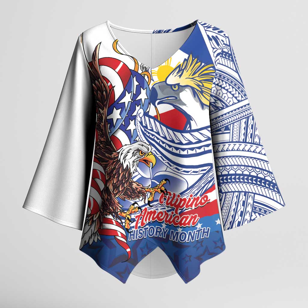 Filipino American History Month Kimono Sleeve Blouse Philippines Agila USA Eagle Mix Flag