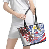 Filipino American History Month Leather Tote Bag Philippines Agila USA Eagle Mix Flag