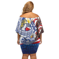 Filipino American History Month Off Shoulder Short Dress Philippines Agila USA Eagle Mix Flag