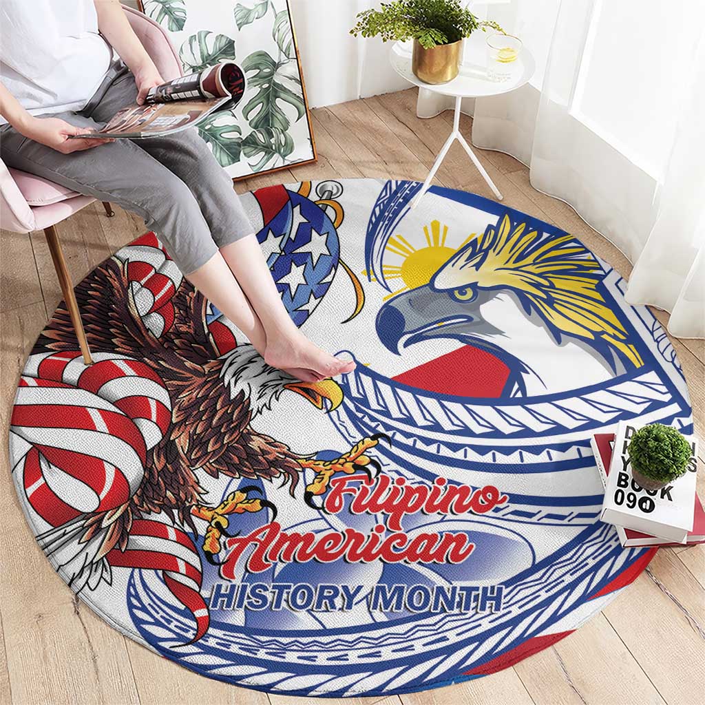 Filipino American History Month Round Carpet Philippines Agila USA Eagle Mix Flag