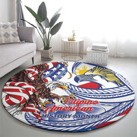 Filipino American History Month Round Carpet Philippines Agila USA Eagle Mix Flag
