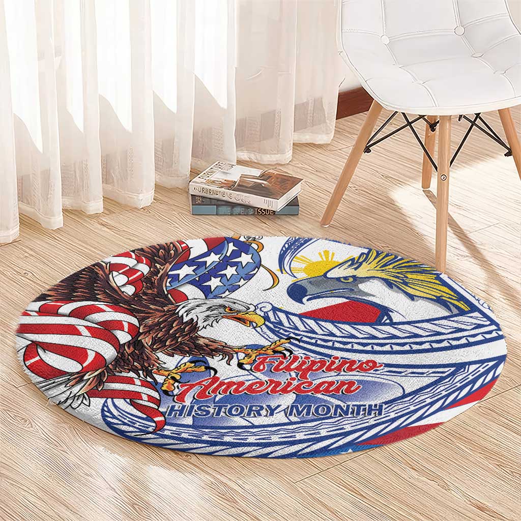 Filipino American History Month Round Carpet Philippines Agila USA Eagle Mix Flag