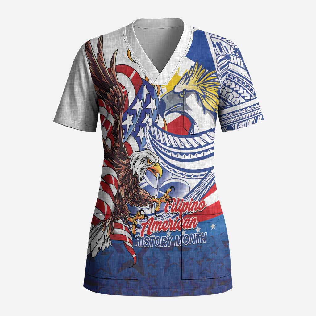 Filipino American History Month Scrub Top Philippines Agila USA Eagle Mix Flag