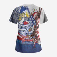 Filipino American History Month Scrub Top Philippines Agila USA Eagle Mix Flag