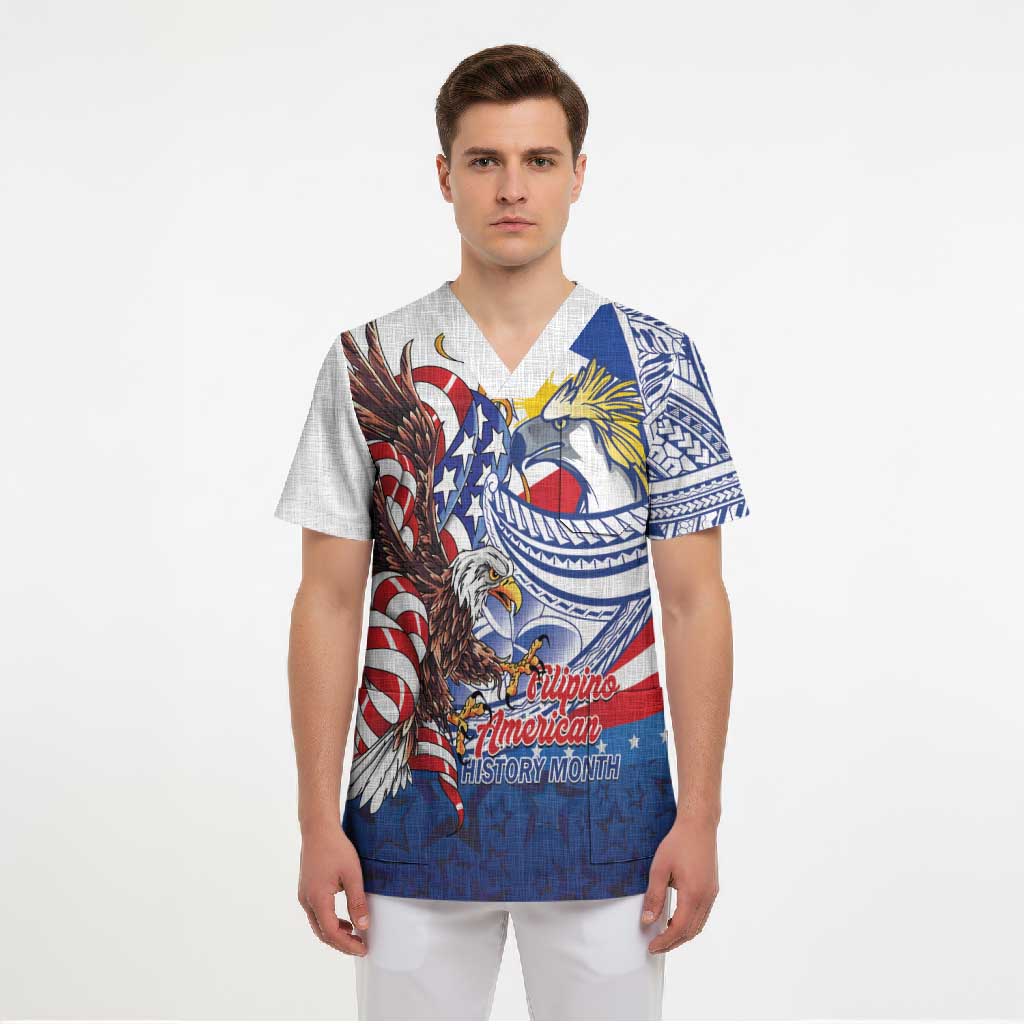 Filipino American History Month Scrub Top Philippines Agila USA Eagle Mix Flag