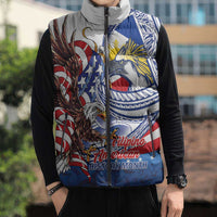 Filipino American History Month Sleeveless Puffer Jacket Philippines Agila USA Eagle Mix Flag