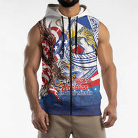 Filipino American History Month Sleeveless Zip Hoodie Philippines Agila USA Eagle Mix Flag