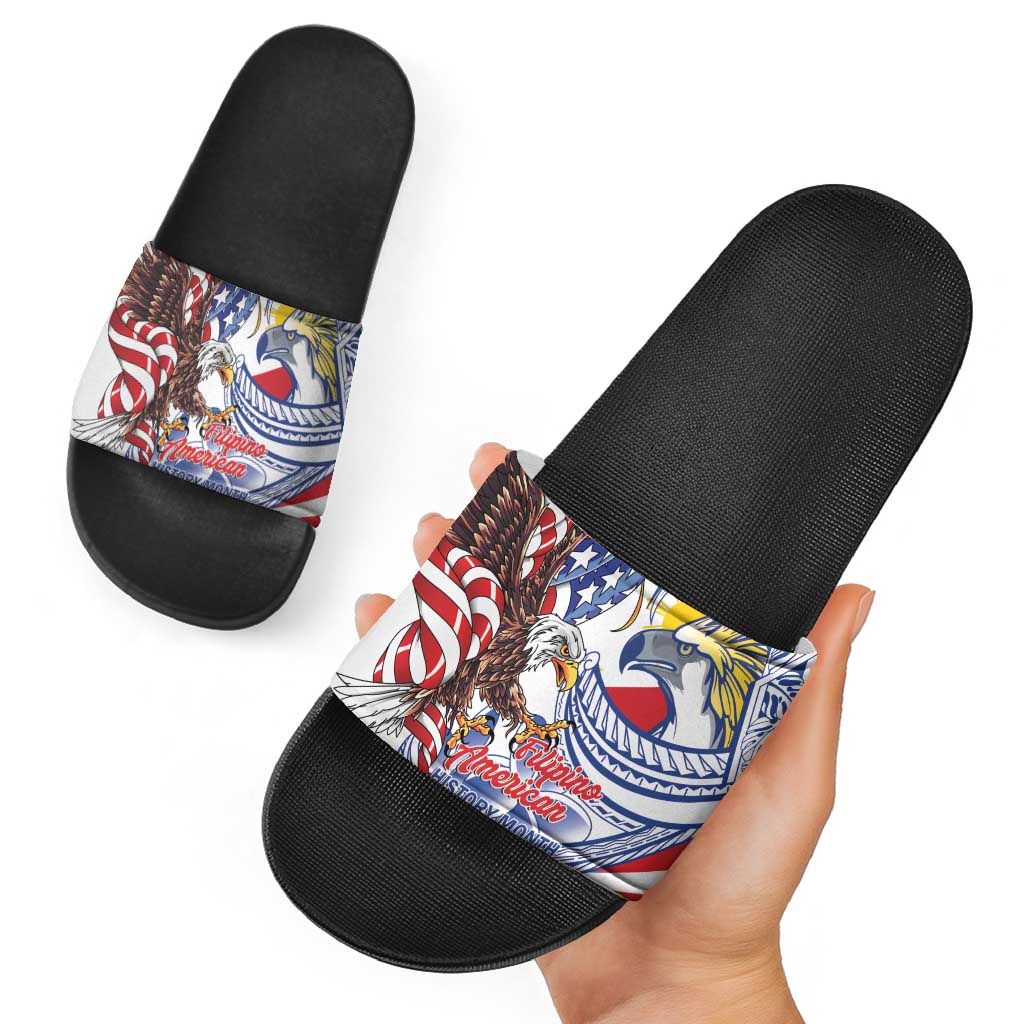 Filipino American History Month Slide Sandals Philippines Agila USA Eagle Mix Flag