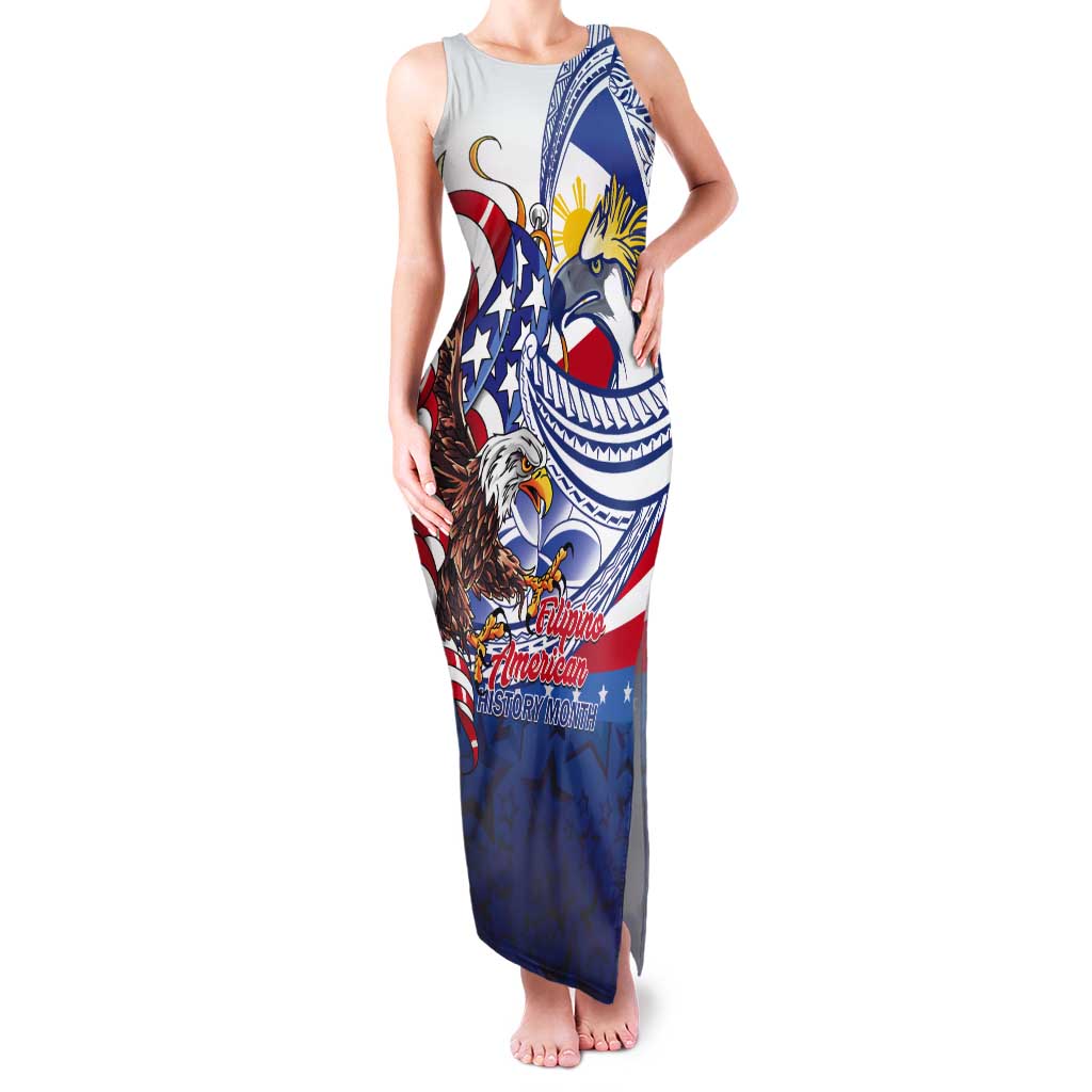 Filipino American History Month Tank Maxi Dress Philippines Agila USA Eagle Mix Flag