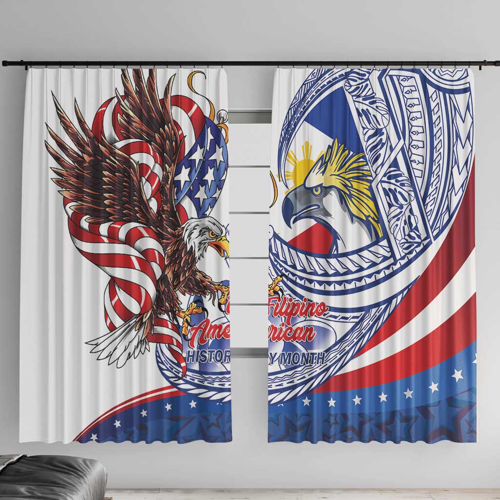 Filipino American History Month Window Curtain Philippines Agila USA Eagle Mix Flag