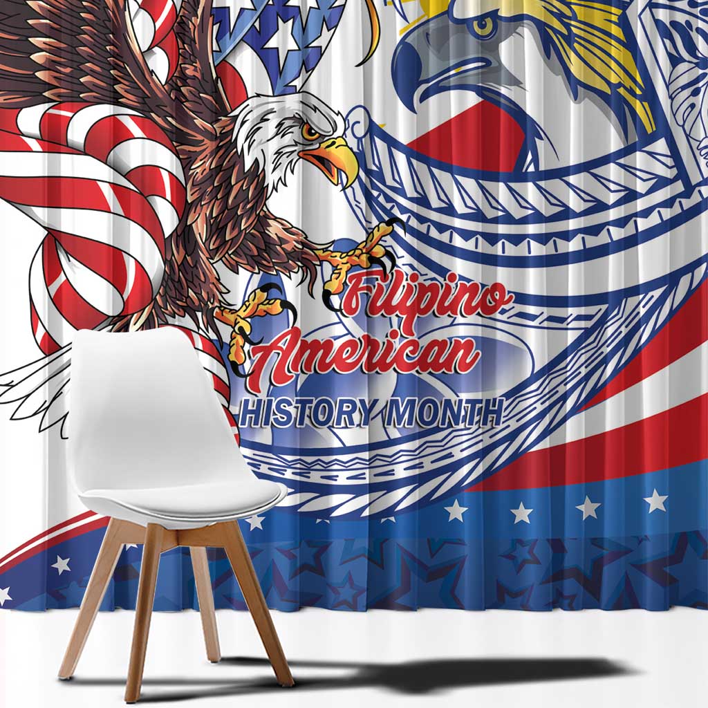 Filipino American History Month Window Curtain Philippines Agila USA Eagle Mix Flag