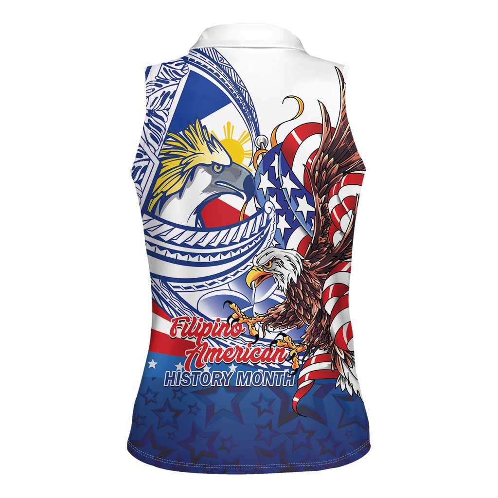 Filipino American History Month Women Sleeveless Polo Shirt Philippines Agila USA Eagle Mix Flag LT14 - Polynesian Pride