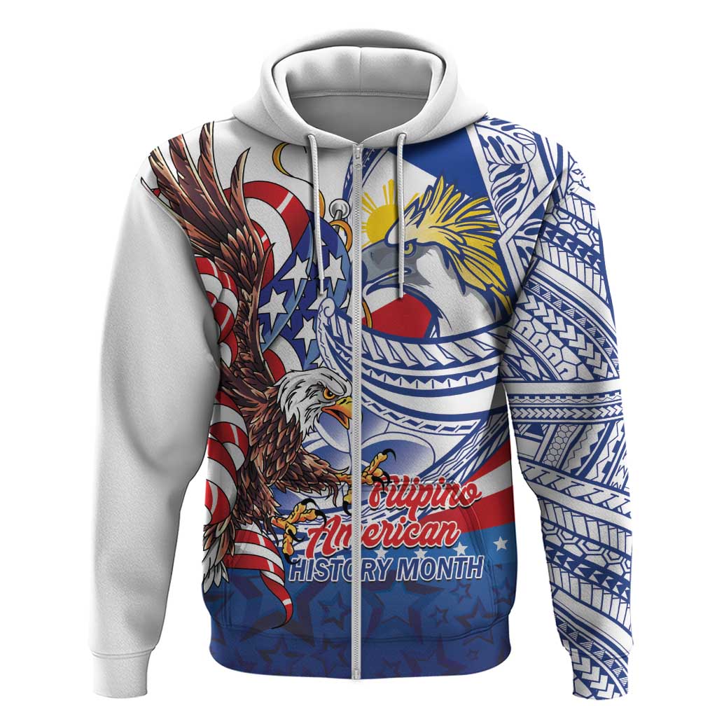 Filipino American History Month Zip Hoodie Philippines Agila USA Eagle Mix Flag