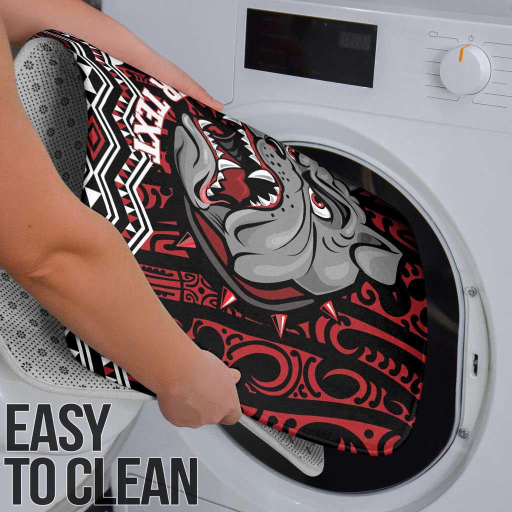 Personalised Aotearoa Bulldog Bathroom Set New Zealand Maori Taniko Art - Polynesian Pride