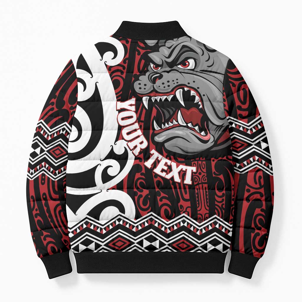 Personalised Aotearoa Bulldog Bomber Puffer Jacket New Zealand Maori Taniko Art - Polynesian Pride