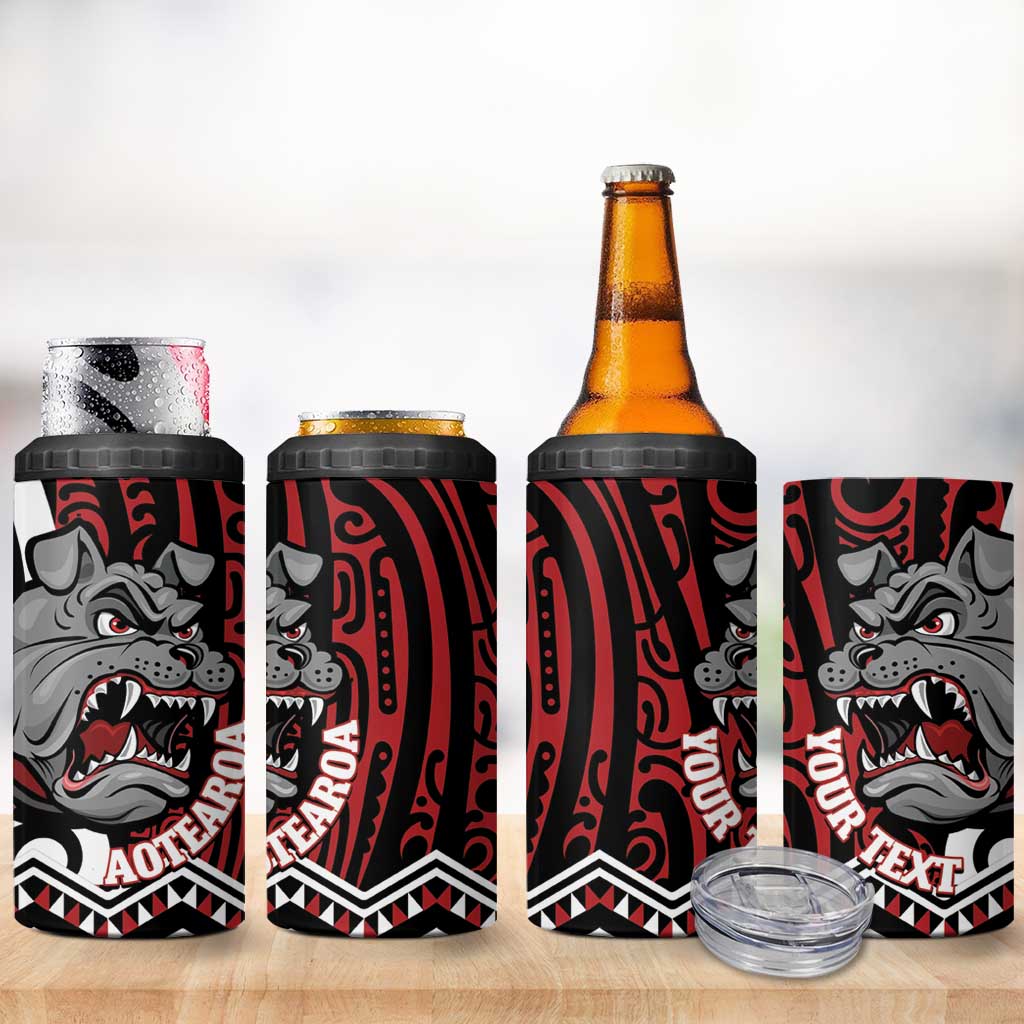 Personalised Aotearoa Bulldog 4 in 1 Can Cooler Tumbler New Zealand Maori Taniko Art