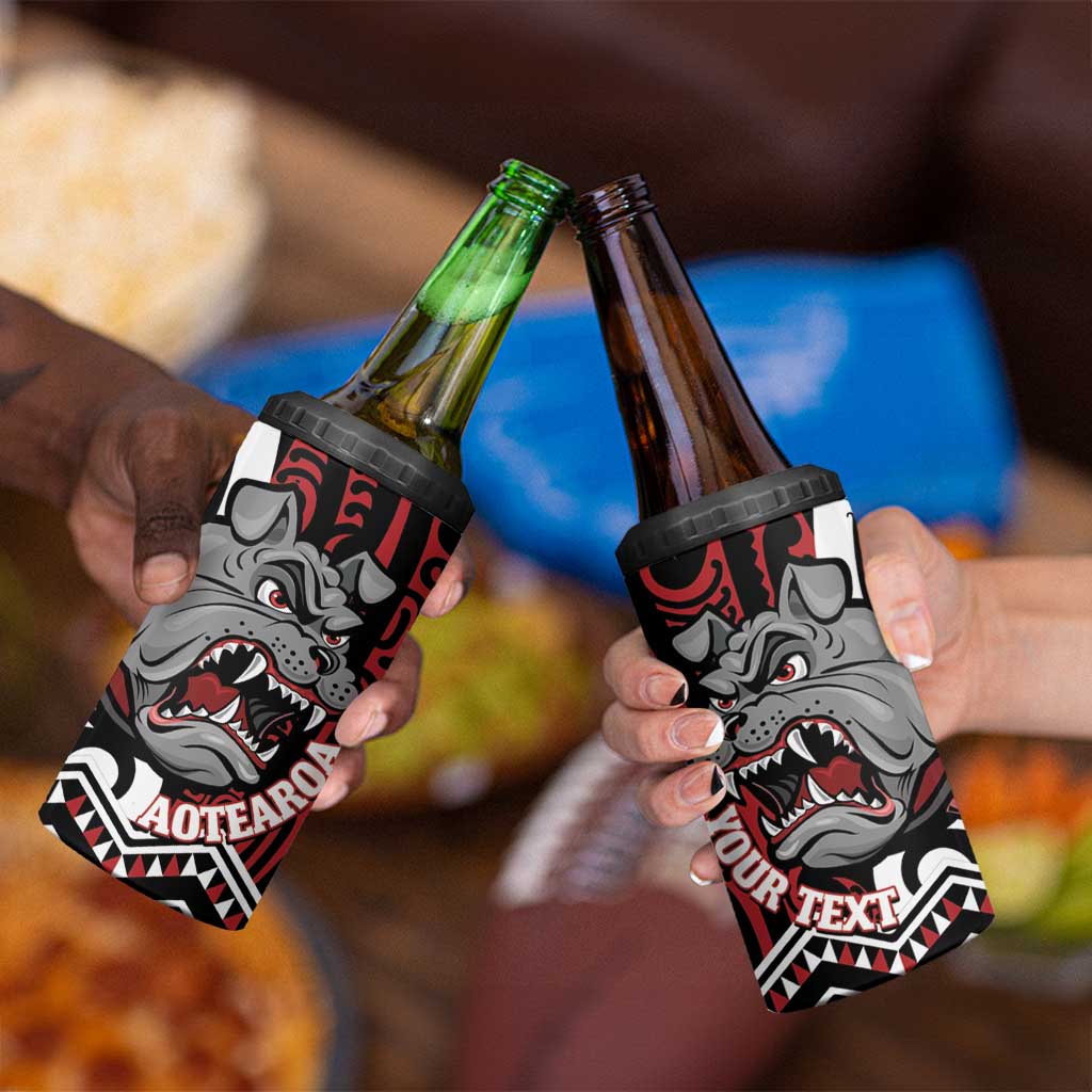 Personalised Aotearoa Bulldog 4 in 1 Can Cooler Tumbler New Zealand Maori Taniko Art