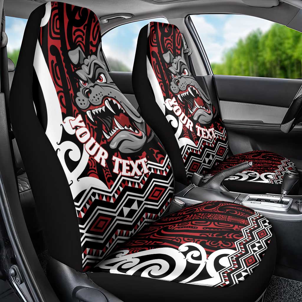 Personalised Aotearoa Bulldog Car Seat Cover New Zealand Maori Taniko Art