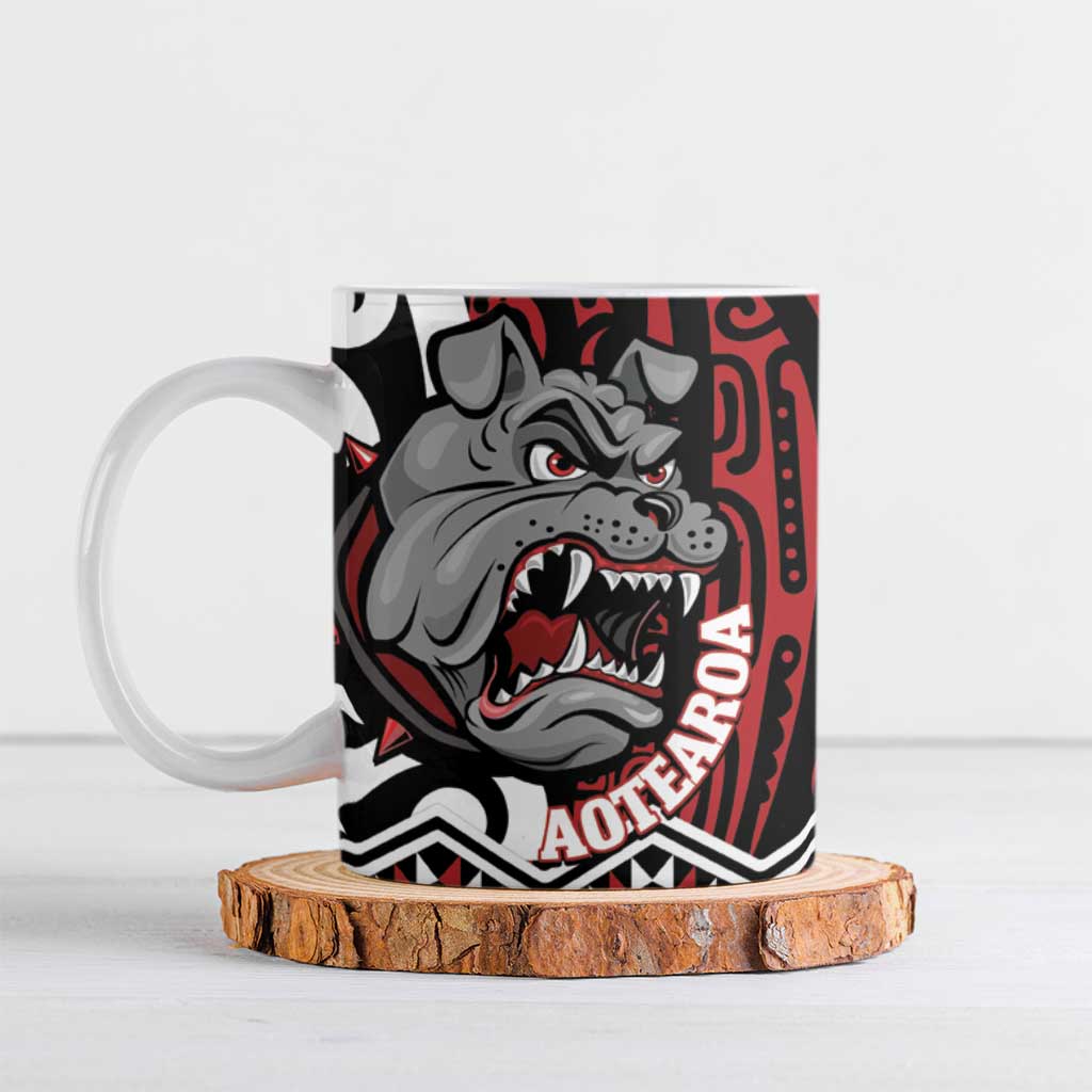 Personalised Aotearoa Bulldog Ceramic Mug New Zealand Maori Taniko Art - Polynesian Pride