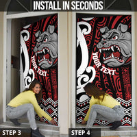 Personalised Aotearoa Bulldog Door Cover New Zealand Maori Taniko Art - Polynesian Pride