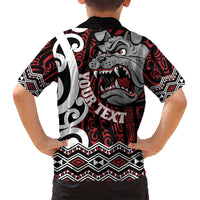 Personalised Aotearoa Bulldog Family Matching Long Sleeve Bodycon Dress and Hawaiian Shirt New Zealand Maori Taniko Art LT14 - Polynesian Pride