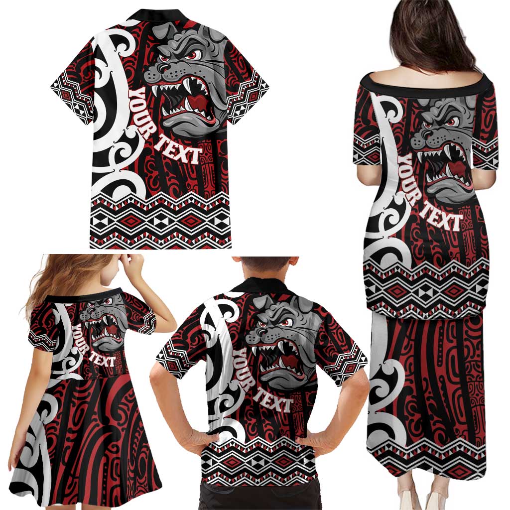 Personalised Aotearoa Bulldog Family Matching Puletasi and Hawaiian Shirt New Zealand Maori Taniko Art LT14 - Polynesian Pride