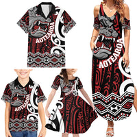 Personalised Aotearoa Bulldog Family Matching Summer Maxi Dress and Hawaiian Shirt New Zealand Maori Taniko Art
