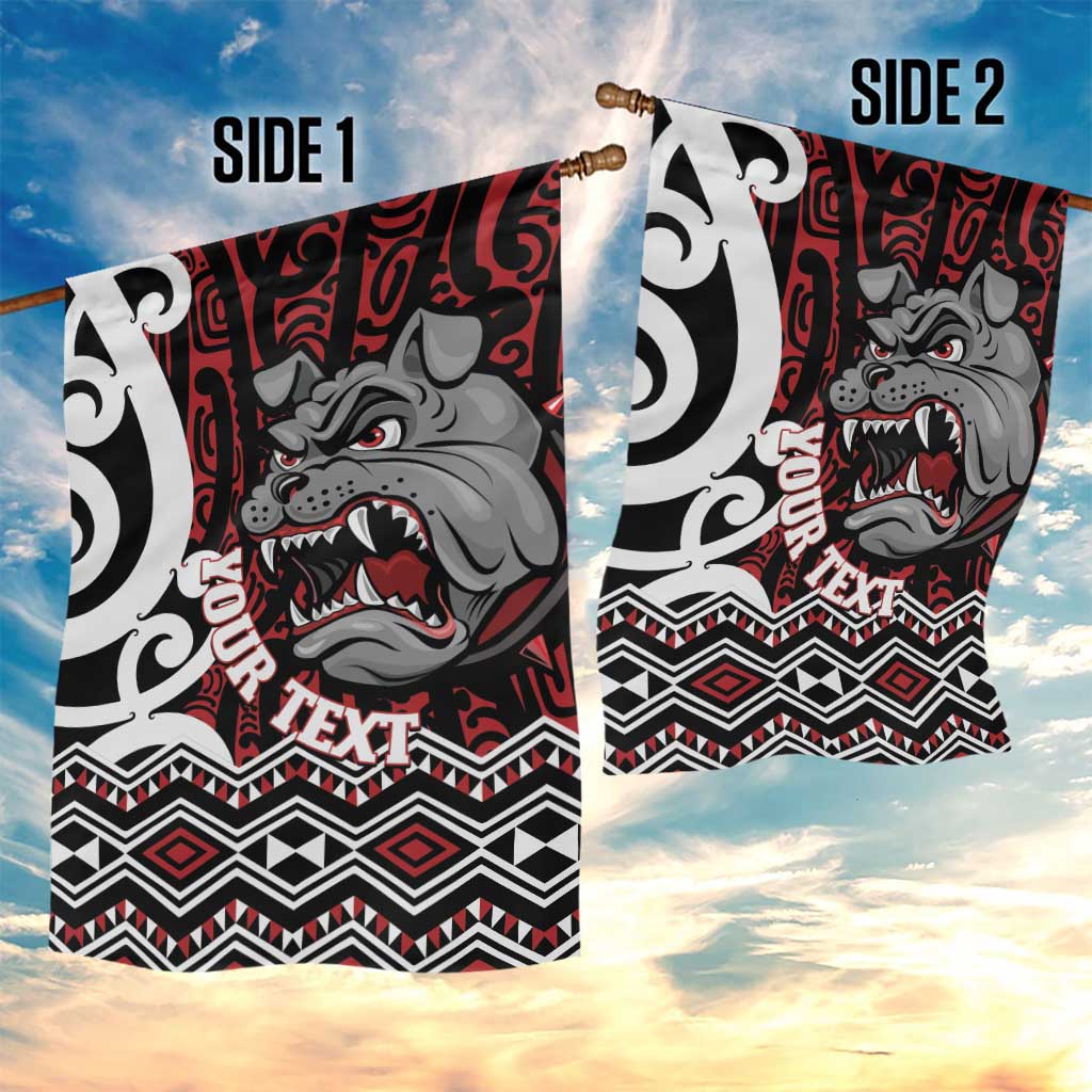 Personalised Aotearoa Bulldog Garden Flag New Zealand Maori Taniko Art