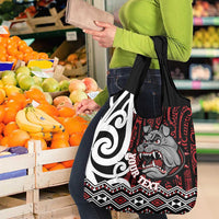 Personalised Aotearoa Bulldog Grocery Bag New Zealand Maori Taniko Art