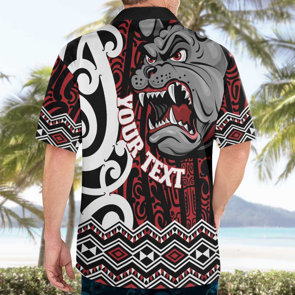 Personalised Aotearoa Bulldog Hawaiian Shirt New Zealand Maori Taniko Art