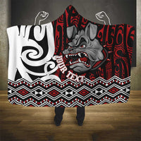 Personalised Aotearoa Bulldog Hooded Blanket New Zealand Maori Taniko Art
