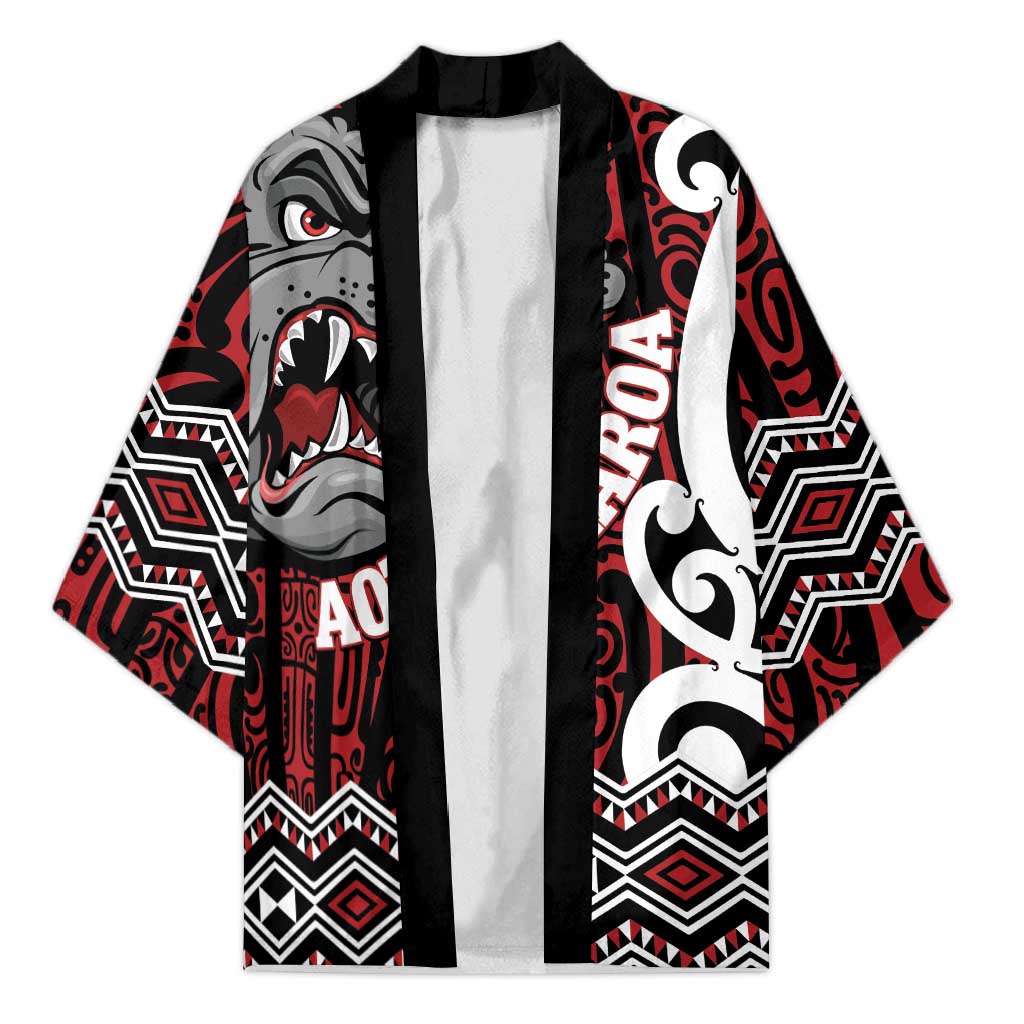Personalised Aotearoa Bulldog Kimono New Zealand Maori Taniko Art - Polynesian Pride