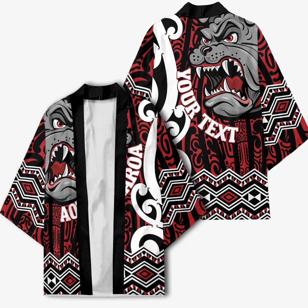 Personalised Aotearoa Bulldog Kimono New Zealand Maori Taniko Art - Polynesian Pride