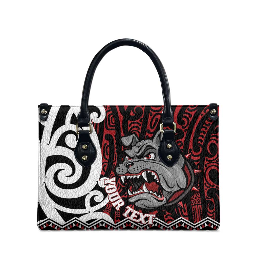 Personalised Aotearoa Bulldog Leather Bag New Zealand Maori Taniko Art - Polynesian Pride