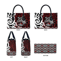 Personalised Aotearoa Bulldog Leather Bag New Zealand Maori Taniko Art - Polynesian Pride