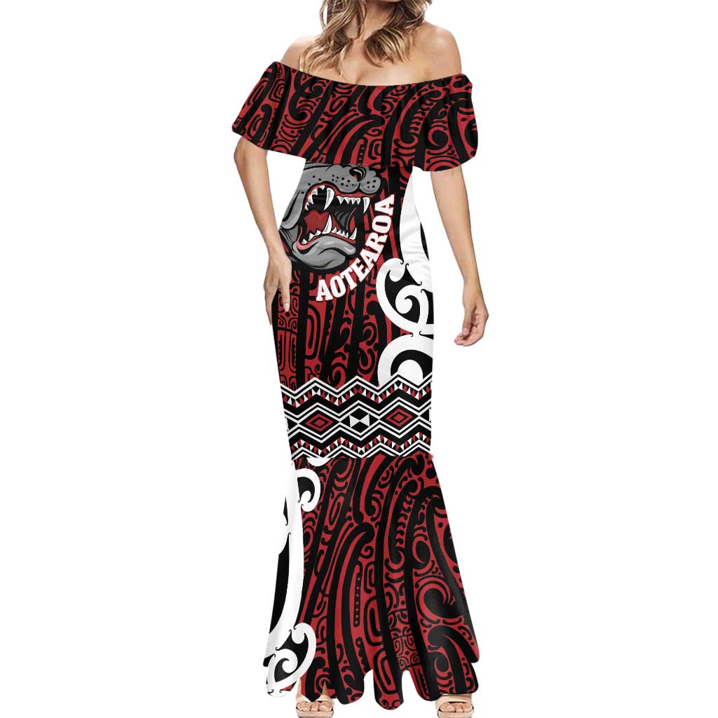 Personalised Aotearoa Bulldog Mermaid Dress New Zealand Maori Taniko Art LT14 - Polynesian Pride
