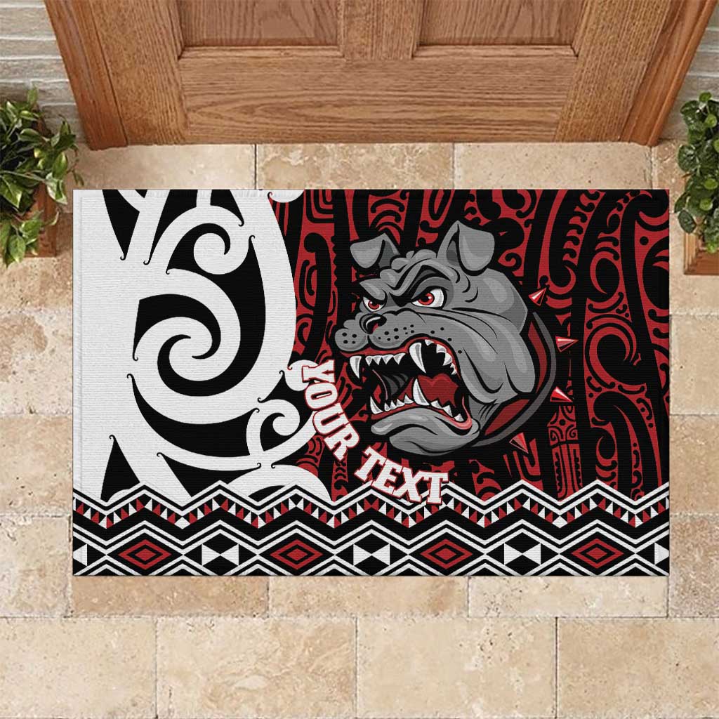 Personalised Aotearoa Bulldog Rubber Doormat New Zealand Maori Taniko Art