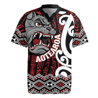 Personalised Aotearoa Bulldog Rugby Jersey New Zealand Maori Taniko Art