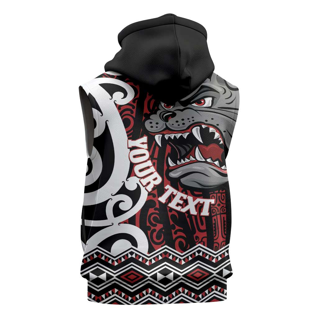 Personalised Aotearoa Bulldog Sleeveless Zip Hoodie New Zealand Maori Taniko Art - Polynesian Pride