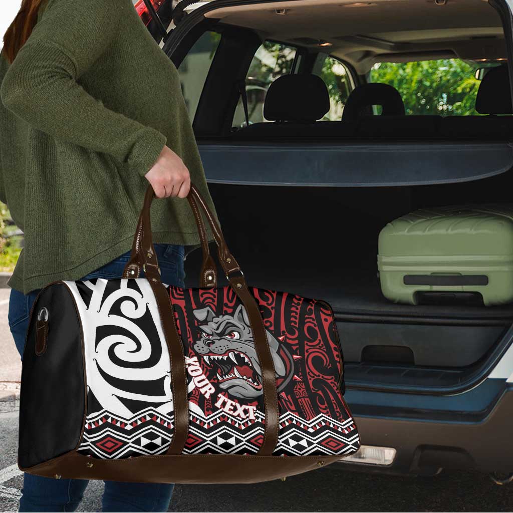 Personalised Aotearoa Bulldog Travel Bag New Zealand Maori Taniko Art - Polynesian Pride