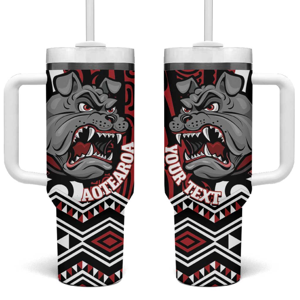 Personalised Aotearoa Bulldog Tumbler With Handle New Zealand Maori Taniko Art