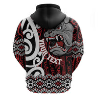 Personalised Aotearoa Bulldog Zip Hoodie New Zealand Maori Taniko Art