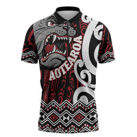 Personalised Aotearoa Bulldog Zipper Polo Shirt New Zealand Maori Taniko Art - Polynesian Pride