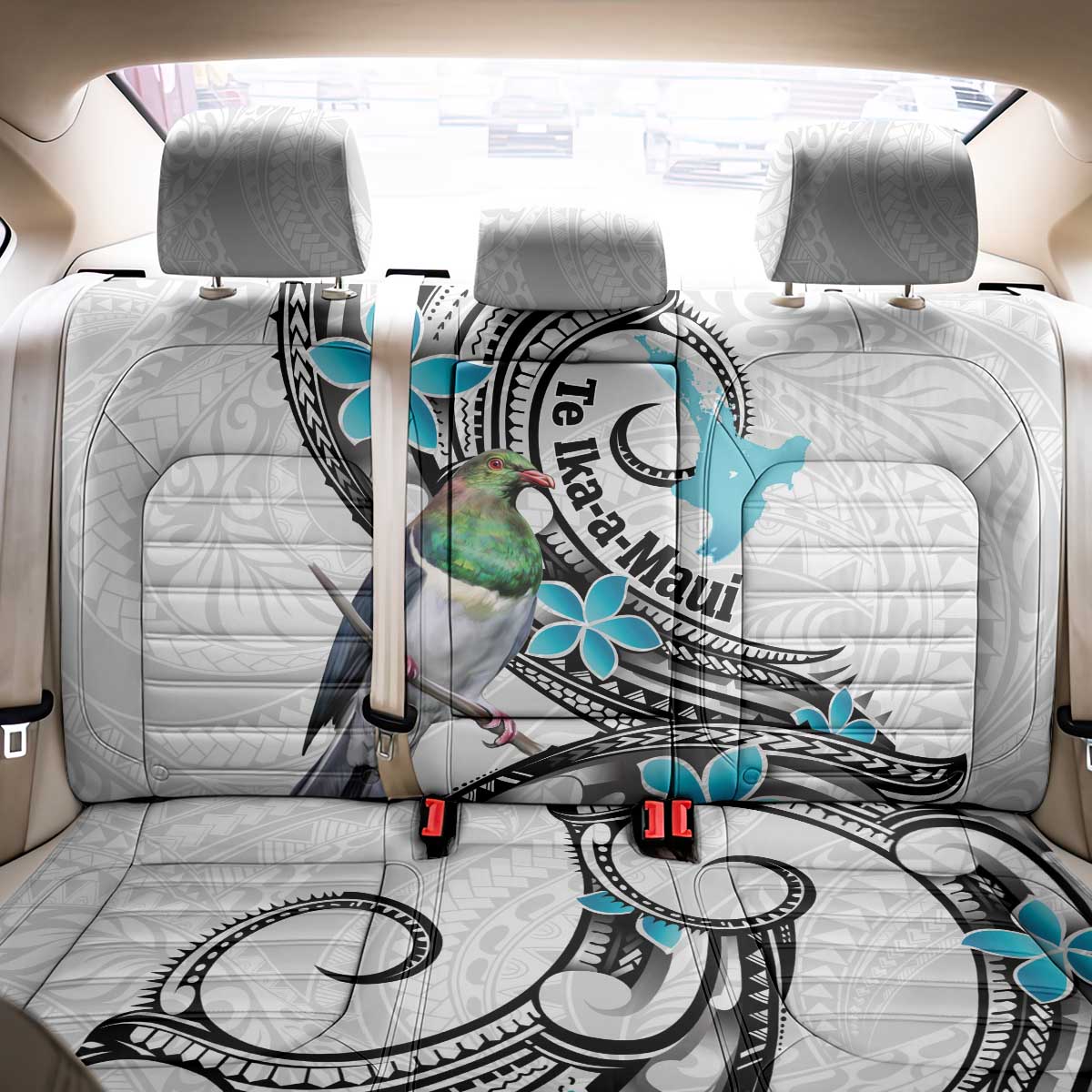 Aotearoa Te Ika-a-Maui Back Car Seat Cover South Island Kekeru Maori Koru