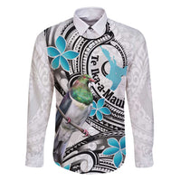 Aotearoa Te Ika-a-Maui Family Matching Long Sleeve Bodycon Dress and Hawaiian Shirt South Island Kekeru Maori Koru LT14 Dad's Shirt - Long Sleeve White - Polynesian Pride