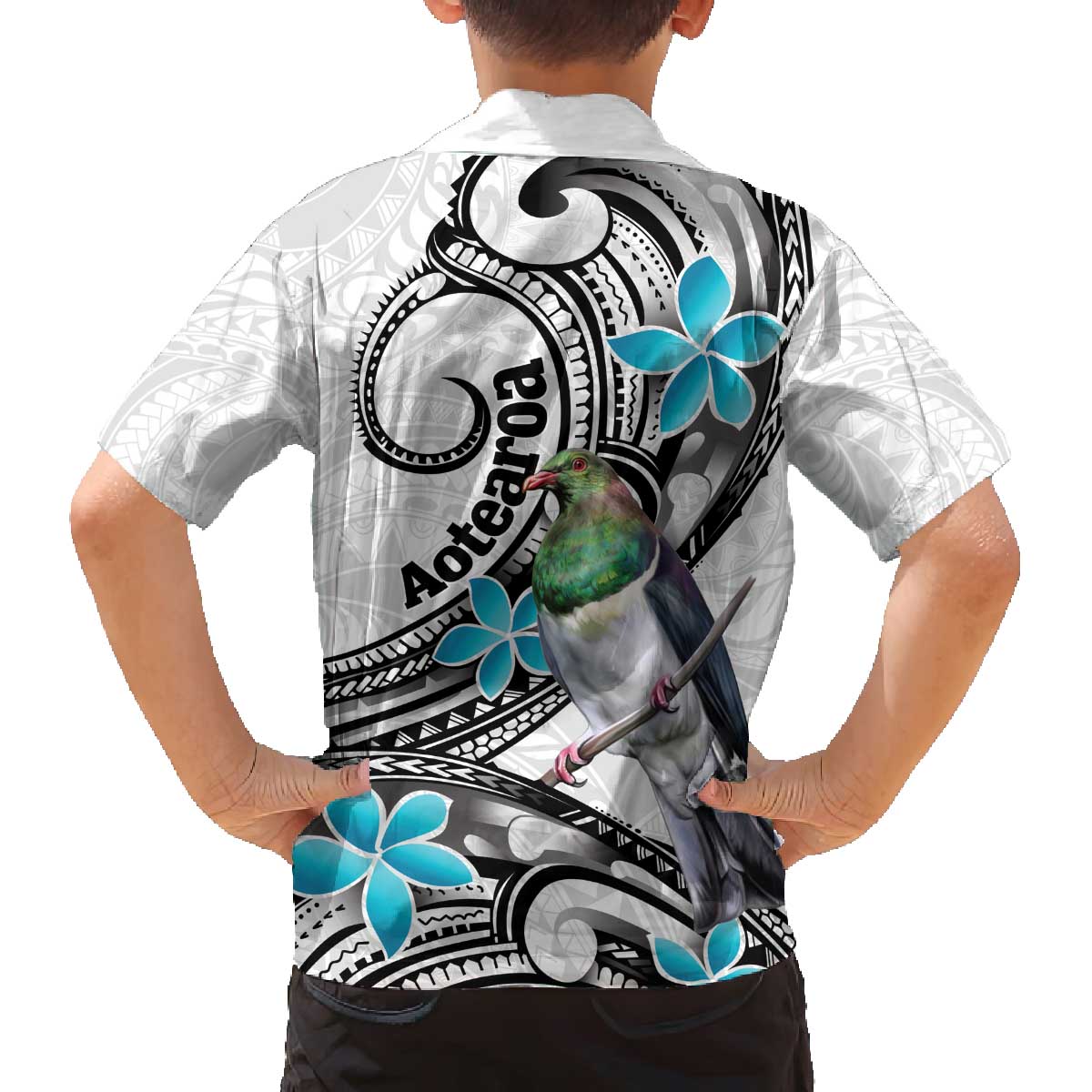 Aotearoa Te Ika-a-Maui Family Matching Off The Shoulder Long Sleeve Dress and Hawaiian Shirt South Island Kekeru Maori Koru LT14 - Polynesian Pride