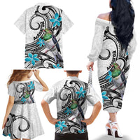 Aotearoa Te Ika-a-Maui Family Matching Off The Shoulder Long Sleeve Dress and Hawaiian Shirt South Island Kekeru Maori Koru LT14 - Polynesian Pride