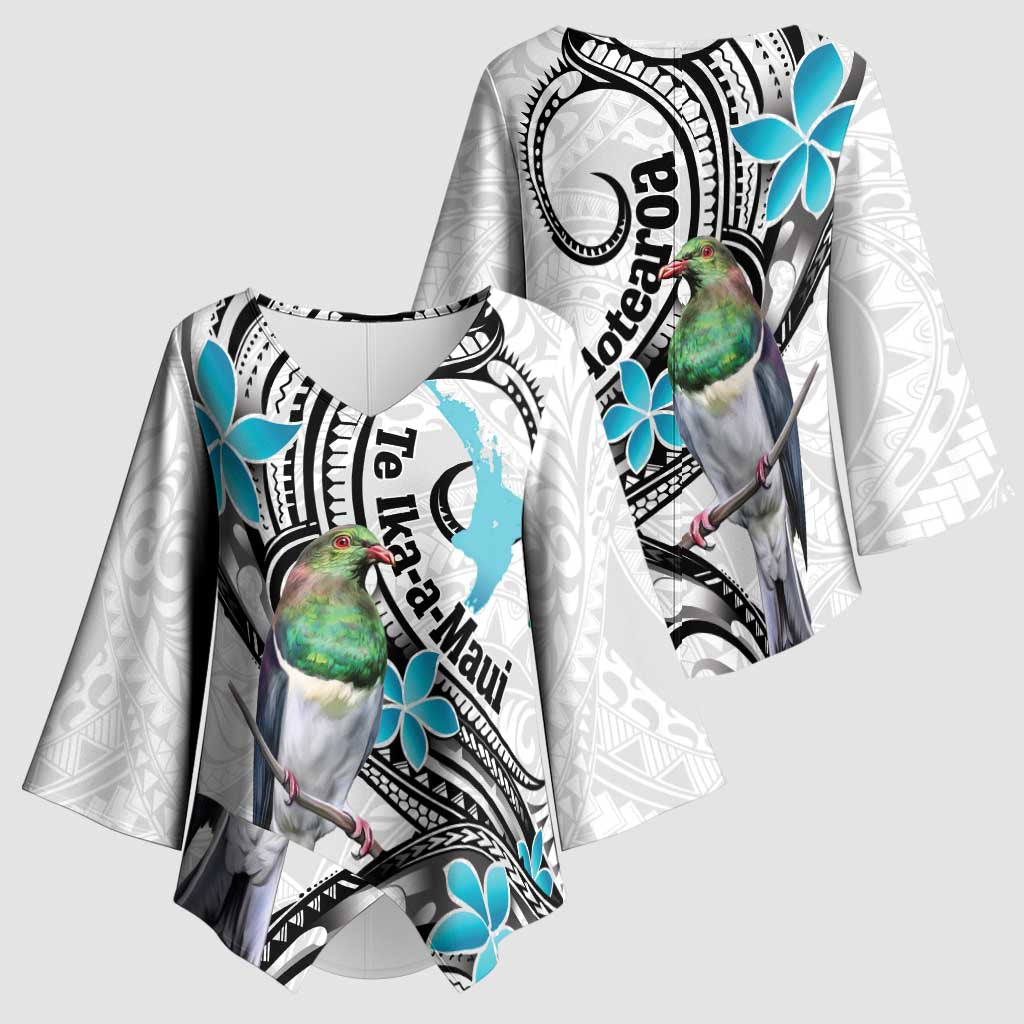 Aotearoa Te Ika-a-Maui Kimono Sleeve Blouse South Island Kekeru Maori Koru - Polynesian Pride