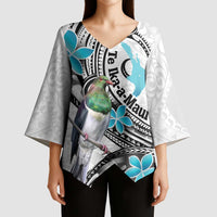 Aotearoa Te Ika-a-Maui Kimono Sleeve Blouse South Island Kekeru Maori Koru - Polynesian Pride