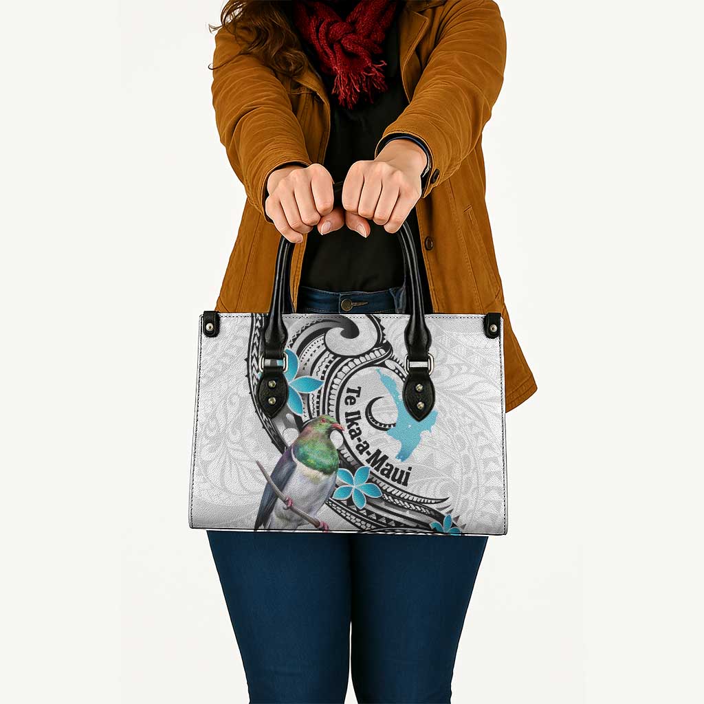 Aotearoa Te Ika-a-Maui Leather Bag South Island Kekeru Maori Koru - Polynesian Pride